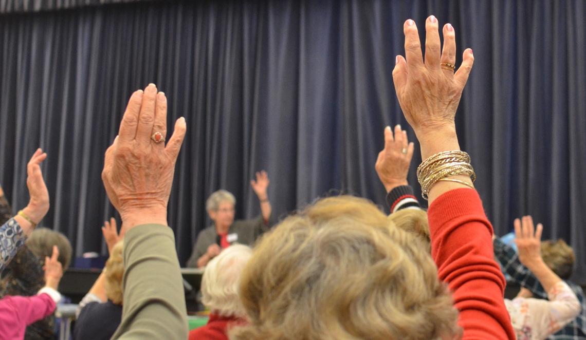 Hand up in a meeting